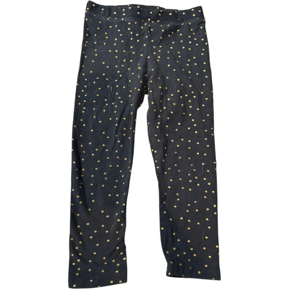 Spotted Zebra girl's black with gold polka dots leggings sz‎ 3t